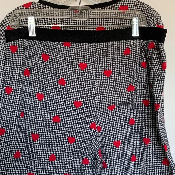 Victoria's Secret Black & White Houndstooth Pajama Top bottom Red Heart Print - Picture 8 of 11